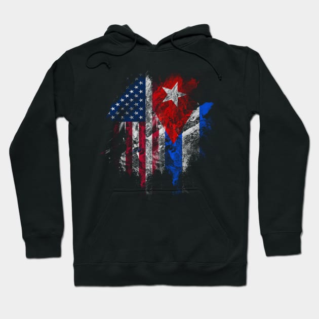 American and Cuban Flags Tee Hoodie by pavelrmata